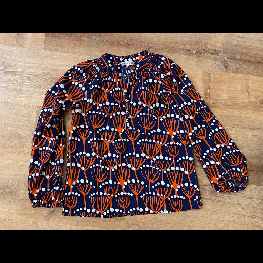 Buckhead Betties Dive Bar Navy Lacey Shirt Size Small